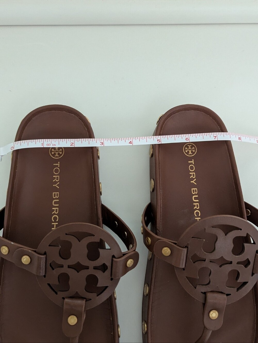 EUC! Tory Burch Miller Coin Sandals In Brown And Gold Size 8.5 - Picture 10 of 16